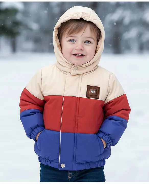 Woven Full Sleeves Solid Coloured Hooded Padded Jacket