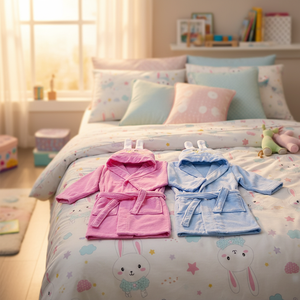 Custom Cartoon Animal Absorbent 100% Cotton Children’s Terry Bathrobe Suitable for Children’s Parent-Child Hotels.