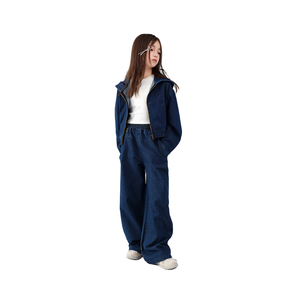 2025 New Autumn/Winter Trendy Korean-Style Denim Two-Piece Outfit for Girls Older Hip Hop/Casual/Cute Pattern Solid Color