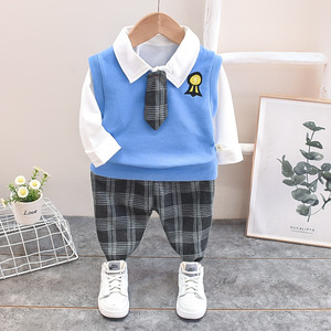 Autumn Boutique Clothing Sets Toddler Boys Set 3Pcs Coat Long Sleeve Shirt and Pants Casual Children’s Clothing Set