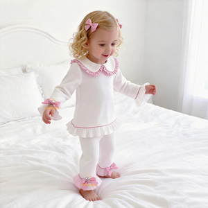 Easter Pajama Peter Pan Collar Cotton Custom Children’s Pajamas Sets Frill Baby Girls Pyjamas Sets